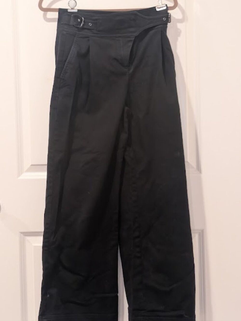 Express Black High Rise Wide Leg Pants Buckle Detail